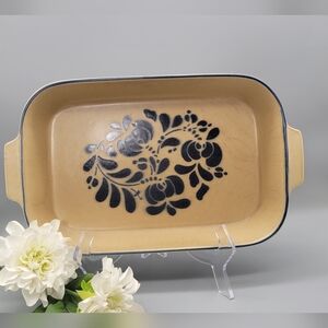 Vintage Pfaltzgraff Folk Art 2 quart Baker Rectangular Baking Dish Folk Art